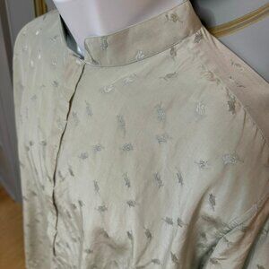 NWT DLN Brand Men's Sage Green Mandarin Collar Shirt Size 41/16